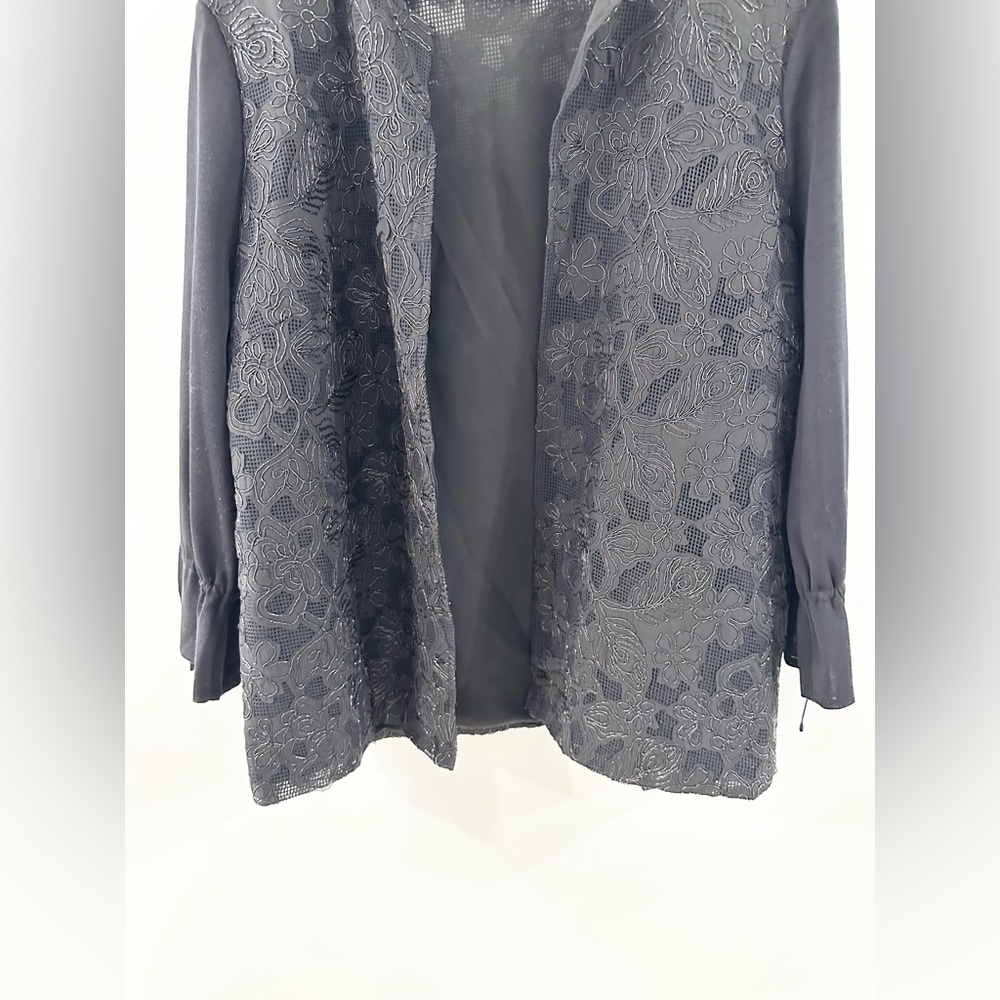 Misook Open Front Beaded Jacket Black Size Medium - image 3